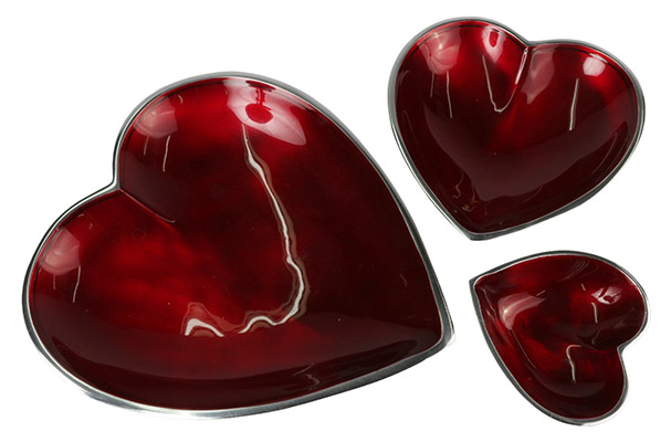 Aluminium Set Of 3 Heart Dishes - Click Image to Close